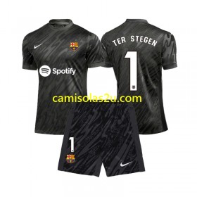Camisolas de futebol FC Barcelona Ter Stegen 1 Guarda Redes Criança Equipamento 3ª 2024/25 Manga Curta
